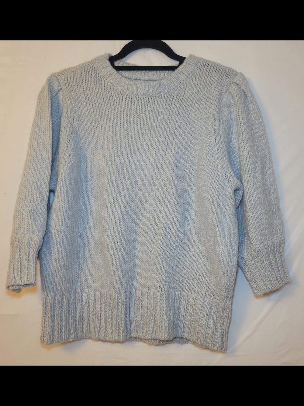 POPSUGAR Light Blue Textured Knit Crewneck Sweater